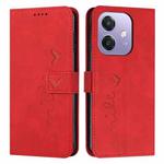 For OPPO A3x 5G Skin Feel Heart Embossed Leather Phone Case(Red)