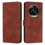 For Realme 13 Pro+ 5G Global Skin Feel Heart Embossed Leather Phone Case(Brown)