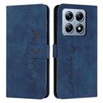 For Xiaomi 14T Pro Skin Feel Heart Embossed Leather Phone Case(Blue)