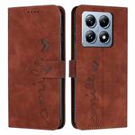 For Xiaomi 14T Pro Skin Feel Heart Embossed Leather Phone Case(Brown)