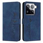 For Xiaomi 15 Pro Skin Feel Heart Embossed Leather Phone Case(Blue)