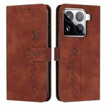 For Xiaomi 15 Pro Skin Feel Heart Embossed Leather Phone Case(Brown)