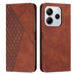 For Redmi Note 14 4G 164.84mm Diamond Splicing Skin Feel Magnetic Leather Phone Case(Brown)