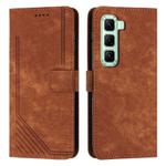 For Infinix Hot 50 4G Skin Feel Stripe Pattern Leather Phone Case(Brown)