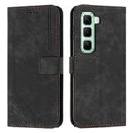 For Infinix Hot 50 4G Skin Feel Stripe Pattern Leather Phone Case(Black)