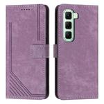 For Infinix Hot 50 5G Skin Feel Stripe Pattern Leather Phone Case(Purple)