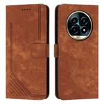 For Realme 13 Pro+ 5G Global Skin Feel Stripe Pattern Leather Phone Case(Brown)