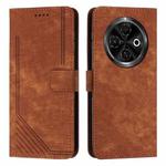 For Tecno Spark 30C Skin Feel Stripe Pattern Leather Phone Case(Brown)