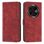 For Tecno Spark 30C Skin Feel Stripe Pattern Leather Phone Case(Red)