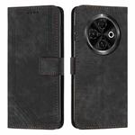 For Tecno Spark 30C Skin Feel Stripe Pattern Leather Phone Case(Black)