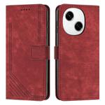 For Tecno Spark Go 1 Skin Feel Stripe Pattern Leather Phone Case(Red)