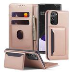 For Samsung Galaxy Note20 Ultra 5G Strong Magnetism Shockproof Horizontal Flip Liquid Feel Leather Case with Holder & Card Slots & Wallet(Rose Gold)