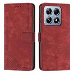 For Xiaomi 14T Pro Skin Feel Stripe Pattern Leather Phone Case(Red)