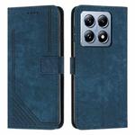 For Xiaomi 14T Pro Skin Feel Stripe Pattern Leather Phone Case(Blue)