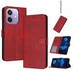 For OPPO A3x Solid Calf Texture Flip Leather Phone Case(Red)