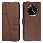 For Realme 13 Pro+ Stitching Calf Texture Buckle Leather Phone Case(Brown)