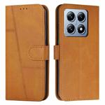 For Xiaomi 14T Pro Stitching Calf Texture Buckle Leather Phone Case(Yellow)