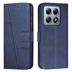 For Xiaomi 14T Stitching Calf Texture Buckle Leather Phone Case(Blue)