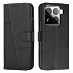 For Xiaomi 15 Pro Stitching Calf Texture Buckle Leather Phone Case(Black)
