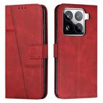 For Xiaomi 15 Pro Stitching Calf Texture Buckle Leather Phone Case(Red)