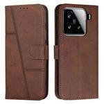 For Xiaomi 15 Stitching Calf Texture Buckle Leather Phone Case(Brown)