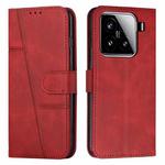 For Xiaomi 15 Stitching Calf Texture Buckle Leather Phone Case(Red)
