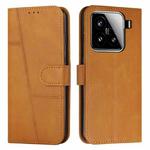For Xiaomi 15 Stitching Calf Texture Buckle Leather Phone Case(Yellow)