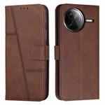 For Xiaomi Poco F7 Pro / F7 Ultra Stitching Calf Texture Buckle Leather Phone Case(Brown)