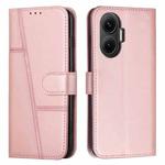 For Xiaomi Poco F7 Stitching Calf Texture Buckle Leather Phone Case(Rose Gold)