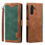 For Samsung Galaxy S25+ 5G Retro Splicing Horizontal Flip Leather Phone Case(Green)