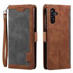 For Samsung Galaxy S25+ 5G Retro Splicing Horizontal Flip Leather Phone Case(Grey)