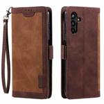 For Samsung Galaxy S25+ 5G Retro Splicing Horizontal Flip Leather Phone Case(Brown)