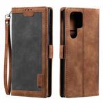 For Samsung Galaxy S25 Ultra 5G Retro Splicing Horizontal Flip Leather Phone Case(Grey)