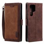 For Samsung Galaxy S25 Ultra 5G Retro Splicing Horizontal Flip Leather Phone Case(Brown)
