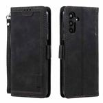 For Samsung Galaxy S25 FE 5G Retro Splicing Horizontal Flip Leather Phone Case(Black)