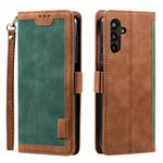 For Samsung Galaxy S25 FE 5G Retro Splicing Horizontal Flip Leather Phone Case(Green)