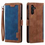 For Samsung Galaxy S25 FE 5G Retro Splicing Horizontal Flip Leather Phone Case(Blue)