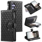 For Samsung Galaxy S25 5G Glitter Lattice Zipper Wallet Leather Phone Case(Black)