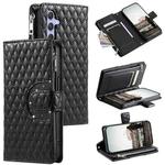 For Samsung Galaxy S25+ 5G Glitter Lattice Zipper Wallet Leather Phone Case(Black)