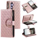 For Samsung Galaxy S25+ 5G Glitter Lattice Zipper Wallet Leather Phone Case(Rose Gold)