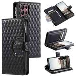 For Samsung Galaxy S25 Ultra 5G Glitter Lattice Zipper Wallet Leather Phone Case(Black)