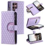 For Samsung Galaxy S25 Ultra 5G Glitter Lattice Zipper Wallet Leather Phone Case(Purple)