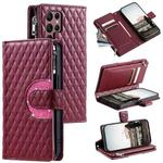 For Samsung Galaxy S25 Ultra 5G Glitter Lattice Zipper Wallet Leather Phone Case(Wine Red)