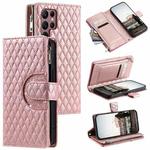 For Samsung Galaxy S25 Ultra 5G Glitter Lattice Zipper Wallet Leather Phone Case(Rose Gold)