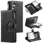 For Samsung Galaxy S25 FE 5G Glitter Lattice Zipper Wallet Leather Phone Case(Black)