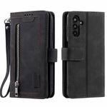 For Samsung Galaxy S25 FE 5G Nine Card Zipper Bag Leather Phone Case with Lanyard(Black)