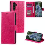 For Samsung Galaxy S25 5G Totem Flower Embossed Leather Phone Case(Red)