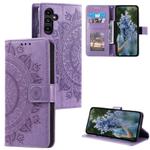 For Samsung Galaxy S25 5G Totem Flower Embossed Leather Phone Case(Purple)