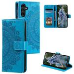 For Samsung Galaxy S25+ 5G Totem Flower Embossed Leather Phone Case(Blue)
