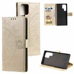 For Samsung Galaxy S25 Ultra 5G Totem Flower Embossed Leather Phone Case(Gold)